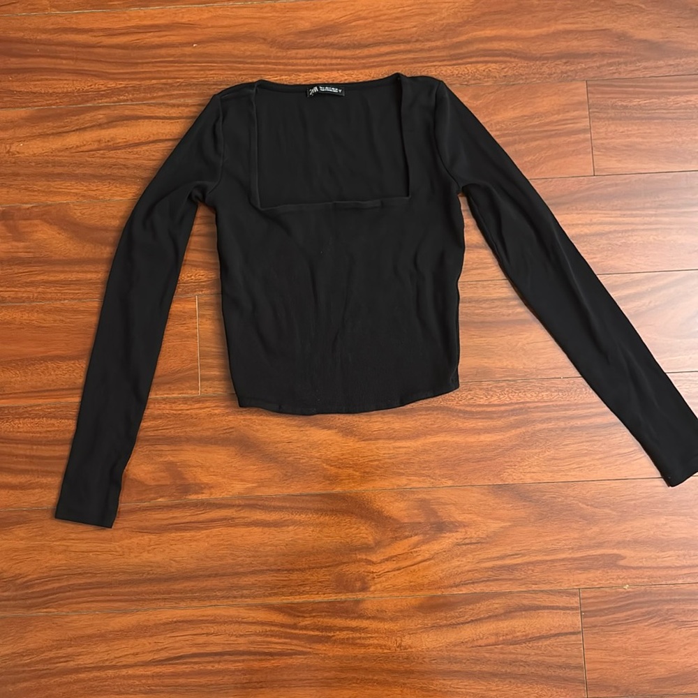 Zara Size M long sleeve black top